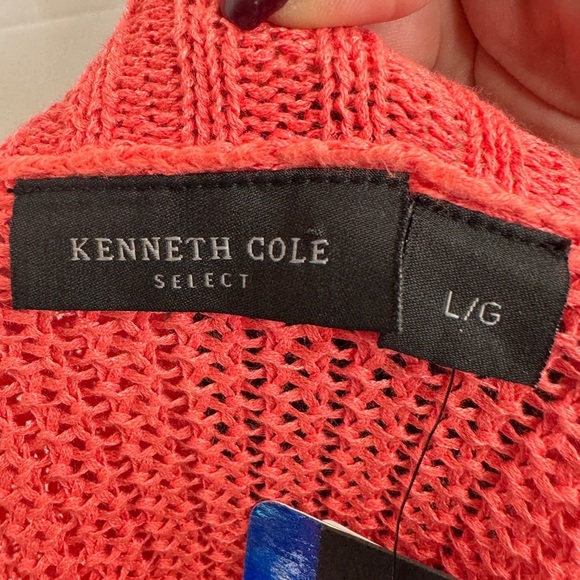 Kenneth Cole Linen Cotton Blend Cardigan Coral - Picture 6 of 10
